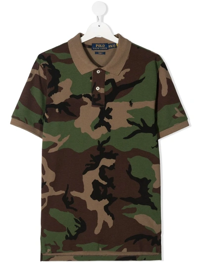 Ralph Lauren Kids' Camouflage-pattern Short-sleeve Polo Shirt In Surplus Camo