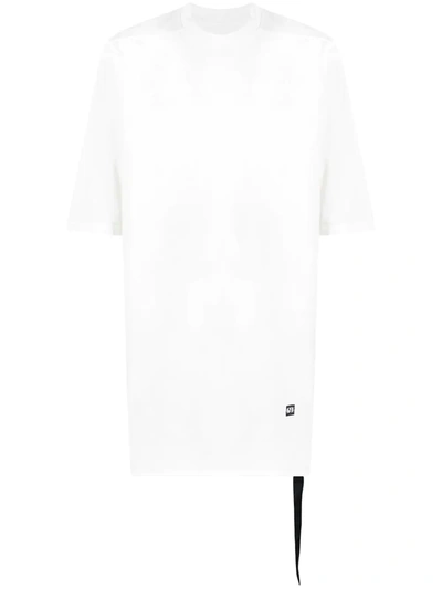 Rick Owens Drkshdw Oversized White T-shirt With Side Logo