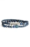 JONAS STUDIO HAND KNOTTED DUMORTIERITE & LEATHER BRACELET,1124-BL