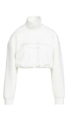 ALEXANDER WANG Cropped Mock Neck Sweatshirt with Embroidery,AWANG43514