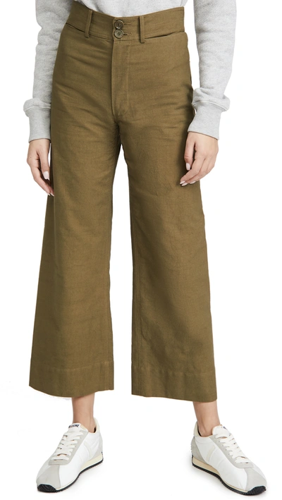 Apiece Apart Merida Linen And Cotton-blend Twill Trousers In Forest