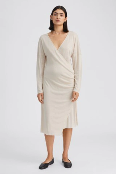 filippa k jersey wrap dress Leonie In Soft Beige mesh rhistone