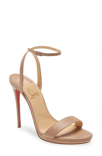 Christian Louboutin Loubi Queen Ankle Strap Sandal In Nude