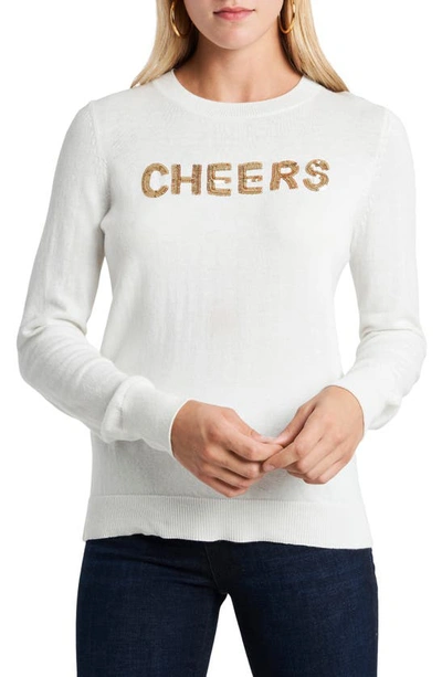 1.state Embellished Cheers Sweater In Antiq. White