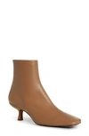 BY FAR LANGE SQUARE TOE KITTEN HEEL LEATHER BOOTIE,20PFLNGBBLCRE