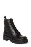 Gianvito Rossi Martis Rib-knit Leather Combat Boots In Black