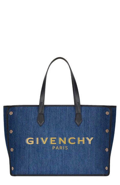 Givenchy Bond Medium Denim Logo Tote Bag In 400 Blue