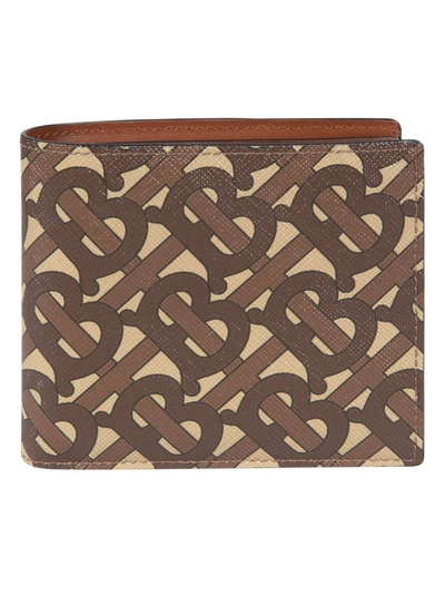 Burberry Tb Monogram Coin Holder Wallet In Brown