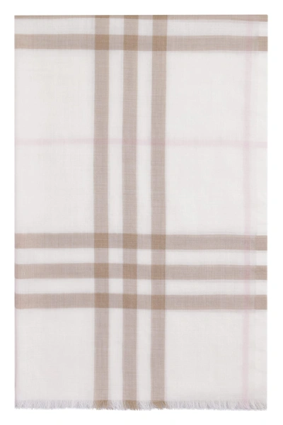Burberry Check Motif Scarf In Panna