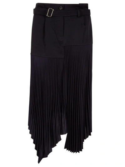 Jw Anderson Belted Pleated Skirt In Navy