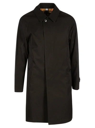 Burberry Concealed Mid-length Coat In Black