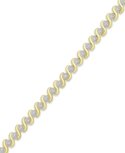 Macy's Diamond Accent "s" Link Bracelet In Silver Plate, Rose Gold Or Gold Plate