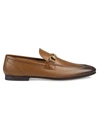 Gucci Jordaan Horsebit Burnished-leather Loafers In Brown