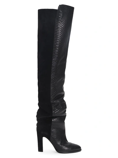Givenchy Women's Mayfair Suede & Snakeskin-embossed Leather Boots In Black