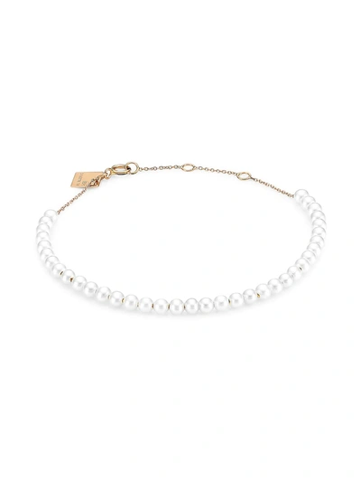 Ginette Ny Maria Mini 3mm Pearl Bracelet In Pearl Gold
