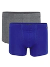 Hanro Men's Cotton Essentials 2-pack Boxer Briefs In Sapphire Charcoal