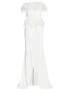ELIE SAAB STRAPLESS CREPE & FEATHER GOWN,400013592937