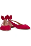 AQUAZZURA DENEUVE SUEDE POINT-TOE FLATS,3074457345624874342