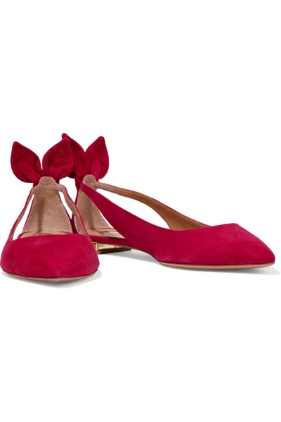 Aquazzura Deneuve Suede Point-toe Flats In Fuchsia