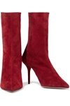 Aquazzura Saint Honore' 85 Suede Ankle Boots In Crimson