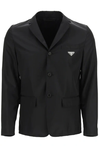Prada Re-nylon Single-breasted Jacket In Black