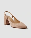 Ann Taylor Esme Suede Block Heel Slingback Pumps In Honey Beige