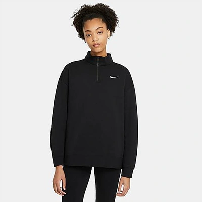 Nike Women's Sportswear Trend Quarter-zip Fleece Sweatshirt In Black