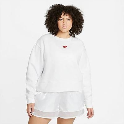 Nike Women's Sportswear Lips Crewneck Sweatshirt (plus Size) In White/red