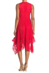 Taylor Lace Asymmetrical Midi Dress In Macys Red
