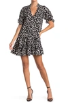 Melloday Floral Print Tiered Babydoll Dress In Black White
