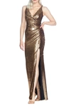 Dress The Population Jordan Gown In Gold
