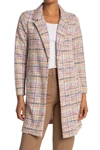 Melloday Plaid Knit Coat In Pink