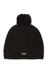 Ugg Yarn Pompom Knit Beanie In Black