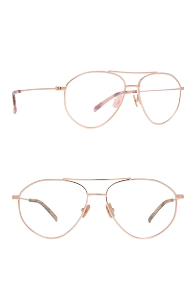 Diff Eyewear Scout 53mm Modified Aviator Blue Light Blocking Glasses In Rose Gold