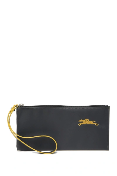 Longchamp Le Pliage Club Flat Wristlet In Gun Metal