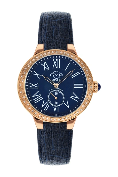 Gevril Gv2 Astor Blue Vegan Strap Diamond Watch, 40mm