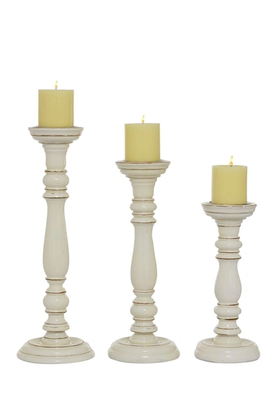 Willow Row Tall White Wooden Candle Holders