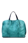 Old Trend Forest Island Leather Tote Bag In Aqua