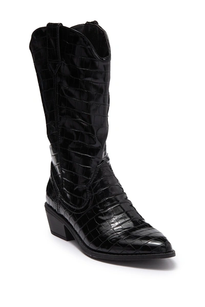 Madden Girl Silverton Western Boot In Black Croc