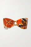 Faithfull The Brand + Net Sustain Malady Floral-print Bandeau Bikini Top In Orange
