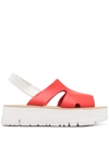Camper Oruga Up Platform Slingback Sandal In Red