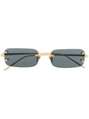 Linda Farrow Talor Rectangular Frame Sunglasses In Gold