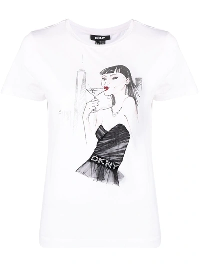 Dkny Martini Conversational T-shirt In White