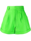 Manokhi High-waisted Leather Shorts In Green