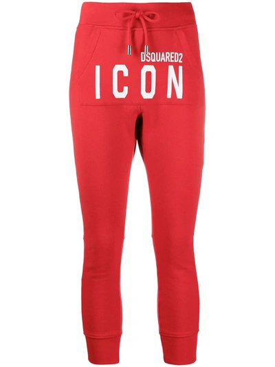 Dsquared2 Icon Logo Cotton Jersey Jogging Pants In Red