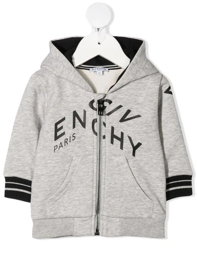 Givenchy Babies' Cotton Sweatshirt With Hood In Grey