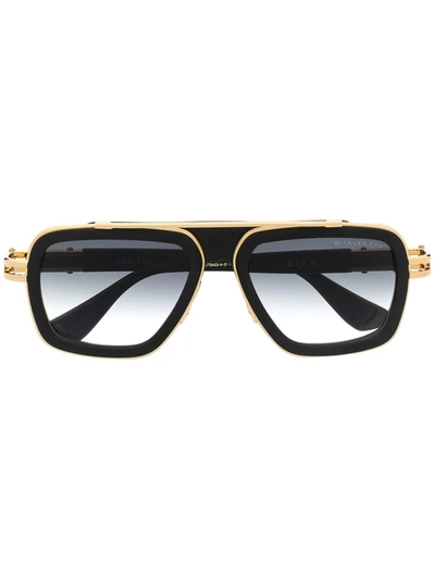 Dita Eyewear Lxn-evo Square Frame Sunglasses In Matte Black Yellow Gold