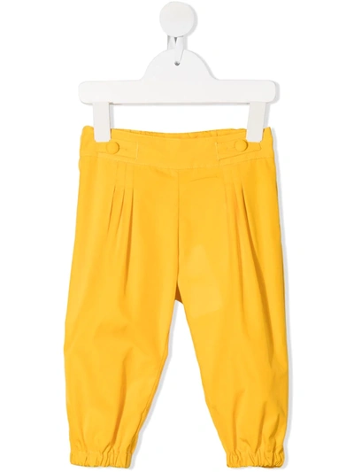 Fendi Babies' Embroidered Logo Trousers In Giallo