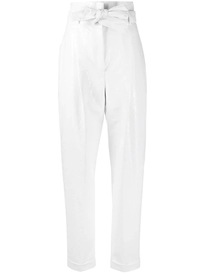 Shop Philosophy Di Lorenzo Serafini Croc-effect Tapered Trousers In White
