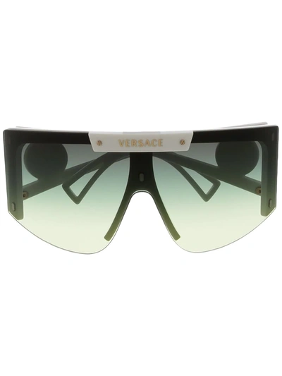 Versace Medusa Halo Oversized-frame Sunglasses In White